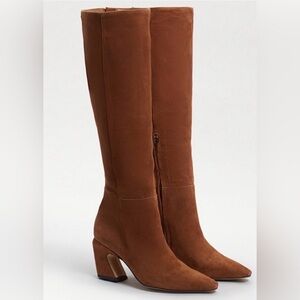 Sam Edelman Sulema Brown Suede Knee High, Block Heel, 7.5, western, bohemian